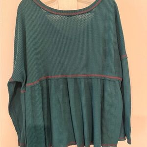 GeeGee Teal Waffle Knit Top